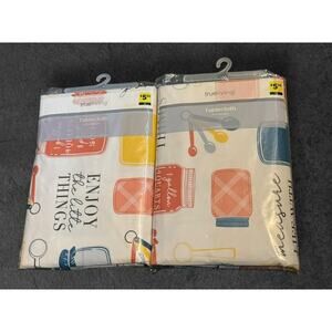 True Living Vinyl Tablecloths (2) Flannel Back 52x 70" Enjoy The Little Things‎